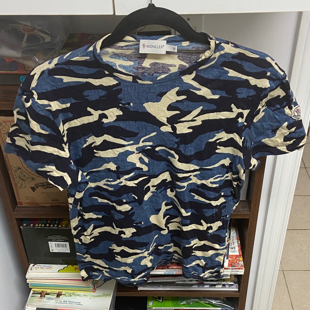 Moncler Blue Maglia Camouflage Tee